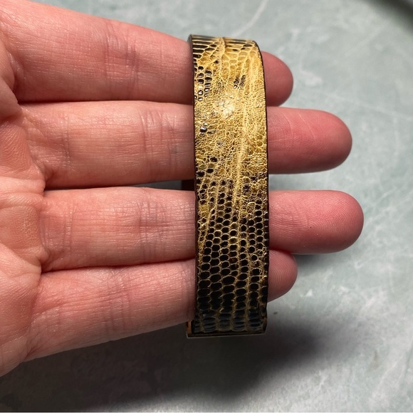 Leighelena single jigsaw bracelet genuine lizard made in the USA brown tones - Picture 3 of 9